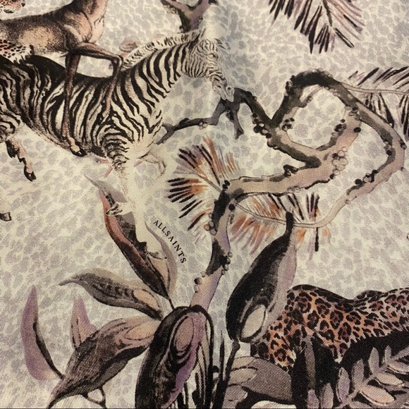 ALLSAINTS mixed print Silk Square Scarf - Picture 3 of 8